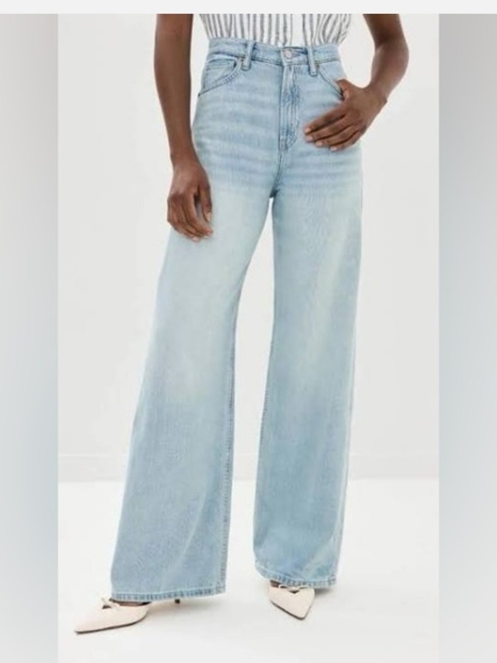 Reformation Wide Leg Jeans Cary Lived-In Light Wash Womens Size 25